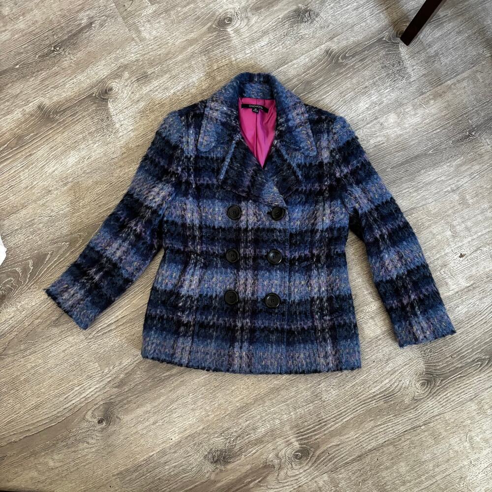 VTG Mohair Wool Plaid Peacoat Chadwicks Double Breasted | True Winter